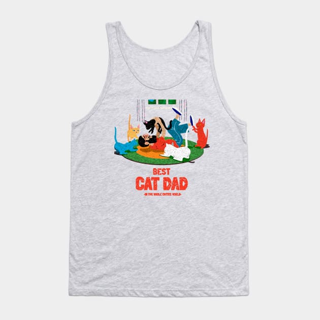 BEST CAT DAD Tank Top by TJWDraws